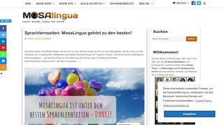 
                            9. MosaLingua: unter die besten Sprachlernseiten im Internet gewählt ...