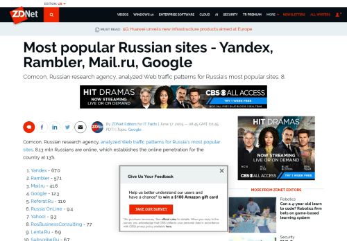 
                            4. Most popular Russian sites - Yandex, Rambler, Mail.ru, ...