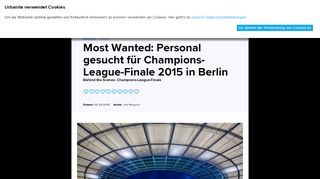 
                            11. Most Wanted: Personal gesucht für Champions-League-Finale 2015 ...