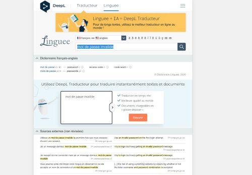
                            6. mot de passe invalide - Traduction anglaise – Linguee
