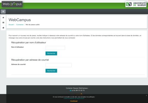 
                            2. Mot de passe oublié - WebCampus