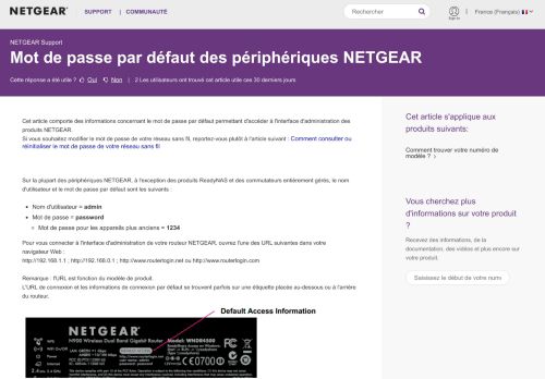 
                            2. Mot de passe par défaut des périphériques NETGEAR | Answer ...