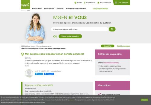 
                            3. Mot de passe pour accéder à mon compte personnel - MGEN et Vous