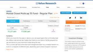 
                            5. Motilal Oswal Multicap 35 Fund - Regular Plan : Fund Snapshot ...