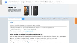 
                            3. moto g4 - Conta de Gmail para Backup/ sincronização de dados ...