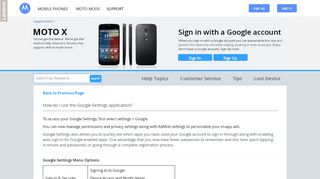 
                            4. MOTO X - Google Settings App - Support - Service