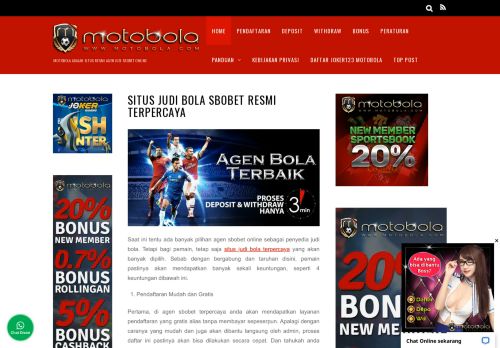 
                            1. MOTOBOLA: Judi bola Casino Online Terpercaya Di Indonesia