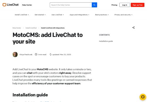 
                            7. MotoCMS: add LiveChat to your site | LiveChat Knowledge Base