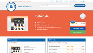 
                            11. motoin.de: Erfahrungen, Bewertungen, Meinungen - Shopauskunft.de