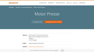 
                            11. Motor Presse Kündigungsadresse und Kontaktdaten - Aboalarm
