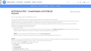 
                            4. MOTOROLA PRO - Create/Delete a MOTOBLUR Account - Motorola ...