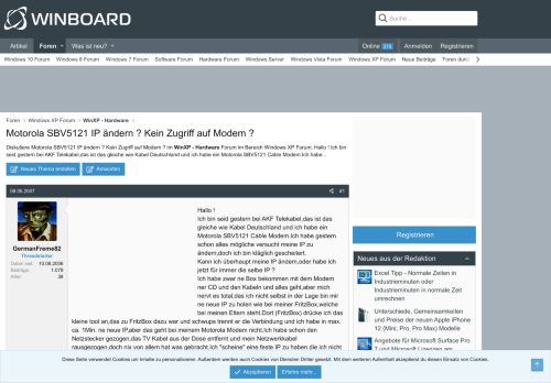 
                            4. Motorola SBV5121 IP ändern ? Kein Zugriff auf Modem ? - Winboard.org