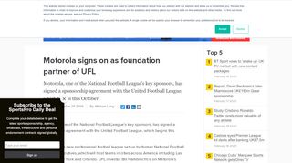 
                            8. Motorola signs on as foundation partner of UFL - SportsPro Media