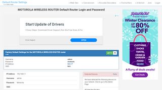 
                            8. MOTOROLA WIRELESS ROUTER Default Router Login and ...