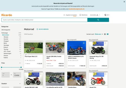 
                            9. Motorrad Occasion oder neu kaufen auf autoricardo.ch