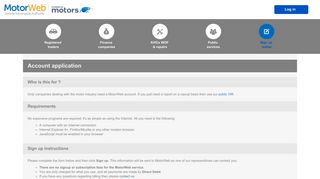 
                            4. MotorWeb - Account application