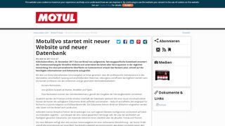 
                            5. MotulEvo startet mit neuer Website und neuer Datenbank - Motul Presse