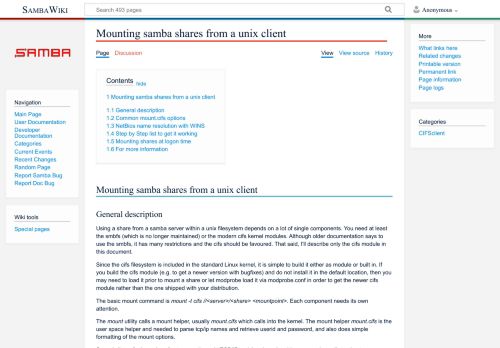 
                            13. Mounting samba shares from a unix client - SambaWiki