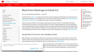 
                            7. Move from ClientLogin to OAuth 2.0 | YouTube Data API | Google ...