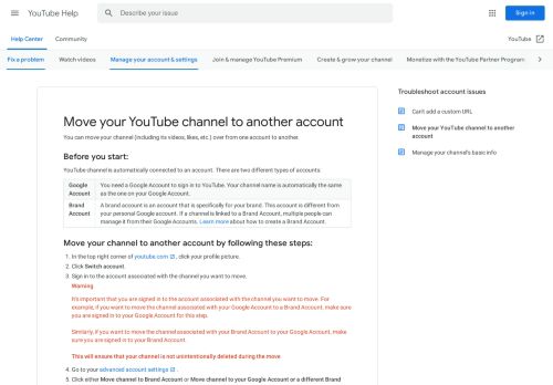 
                            11. Move YouTube channel to Brand Account - YouTube Help