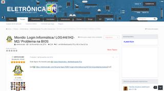 
                            10. Movido: Login Informática/ LOG-H61H2-M2/ Problema na BIOS ...