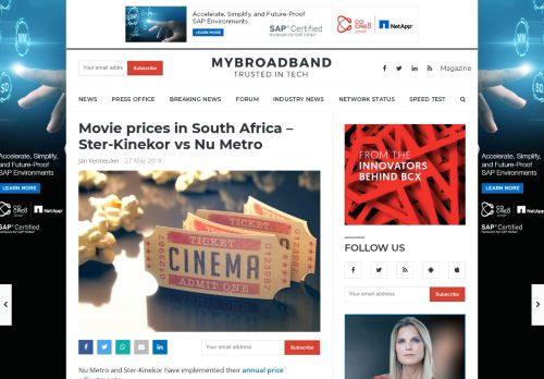 
                            8. Movie prices in South Africa – Ster-Kinekor vs Nu Metro - MyBroadband