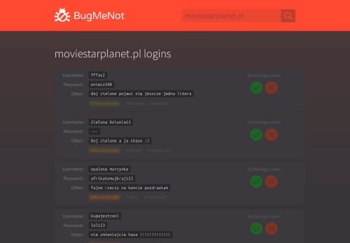 
                            12. moviestarplanet.pl passwords - BugMeNot