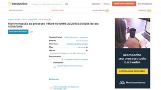 
                            10. Movimentação do processo RTOrd-0010986-20.2015.5.01.0265 ...