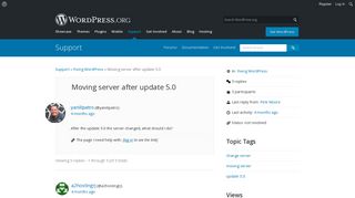 
                            10. Moving server after update 5.0 | WordPress.org