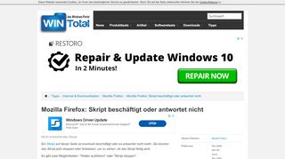 
                            8. Mozilla Firefox: Skript beschäftigt oder antwortet nicht - Tipps & Tricks
