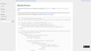 
                            7. Mozilla Persona — Python Social Auth documentation