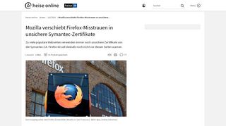 
                            12. Mozilla verschiebt Firefox-Misstrauen in unsichere Symantec ... - Heise