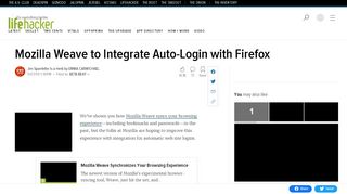 
                            13. Mozilla Weave to Integrate Auto-Login with Firefox - Lifehacker