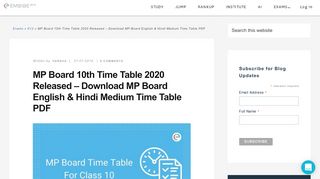 
                            10. MP Board 10th Time Table 2019: Check Madhya Pradesh Board ...