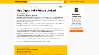 
                            11. Mpb Digital India Private Limited - Company, Directors | QuickCompany