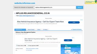 
                            5. mplus.reliancegeneral.co.in at WI. Reliance Claim Management System