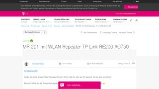 
                            11. MR 201 mit WLAN Repeater TP Link RE200 AC750 - Telekom hilft ...