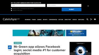 
                            12. Mr Green app allows Facebook login; social media ... - CalvinAyre.com