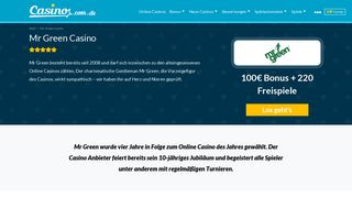 
                            3. Mr Green Casino | 220 Freispiele (20 ohne Einzahlung) für neue ...