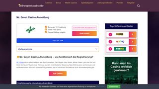 
                            10. Mr. Green Casino Anmeldung - Onlinespielcasino.de