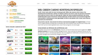 
                            5. Mr. Green Casino kostenlos spielen - Online Casino Vergleich