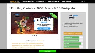 
                            2. Mr. Play Casino - Bis zu 500 € Anmeldebonus & 20 Freespins sichern