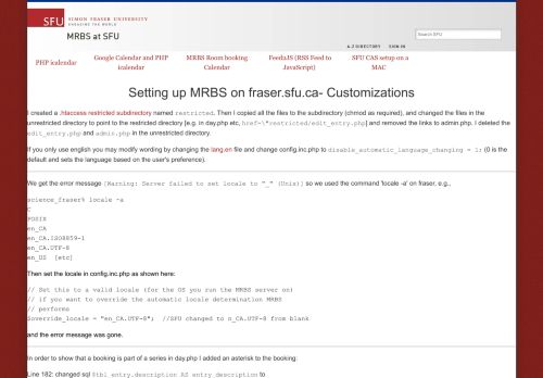 
                            12. MRBS Customizations etc - Sfu
