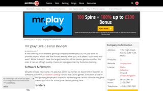 
                            9. mr.play Live Casino Welcome Bonus for the UK - Gambling.com