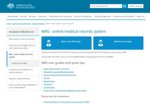 
                            11. MRS - online medical records system | Civil Aviation Safety Authority
