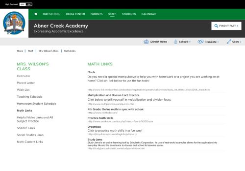 
                            8. Mrs. Wilson's Class / Math Links - Spartanburg District Five