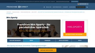 
                            12. Mrs.Sporty mit neuer innovativer Trainingstechnologie - Franchise Direkt