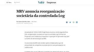 
                            12. MRV anuncia reorganização societária da controlada Log | Valor ...