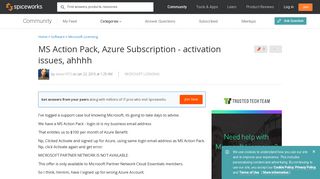 
                            5. MS Action Pack, Azure Subscription - activation issues, ahhhh - MS ...