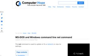 
                            3. MS-DOS net command help - Computer Hope